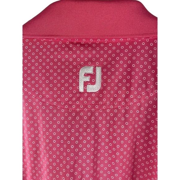 Footjoy 2XL XXL Polo Shirt Pink White Polka Dot Print Short Sleeve Mens Golf - Picture 6 of 8